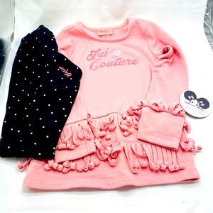Juicy Couture size 6X pink, long sleeve shirt, black & white polka dot leggings